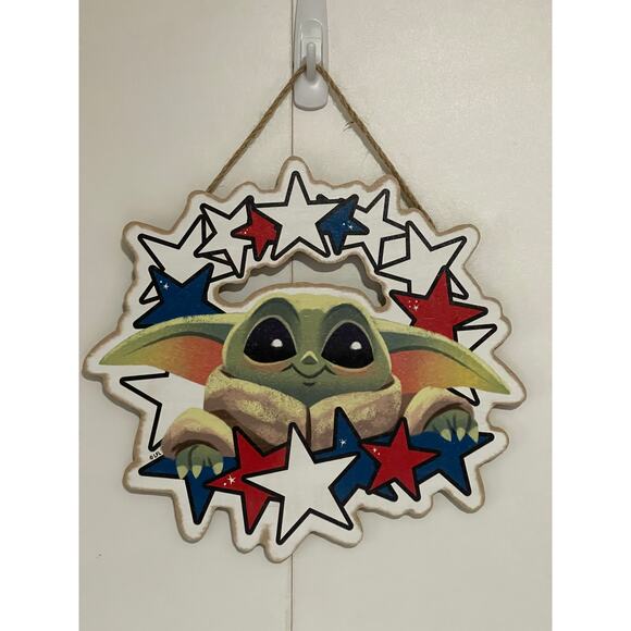 Disney Baby Yoda Grogu - Patriotic Sign NEW - Picture 1 of 2